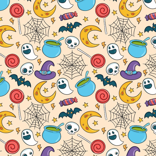 Vector hand drawn halloween pattern