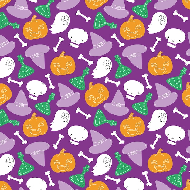 Vector hand drawn halloween pattern