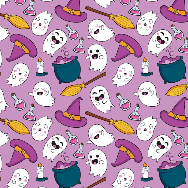 Vector hand drawn halloween pattern