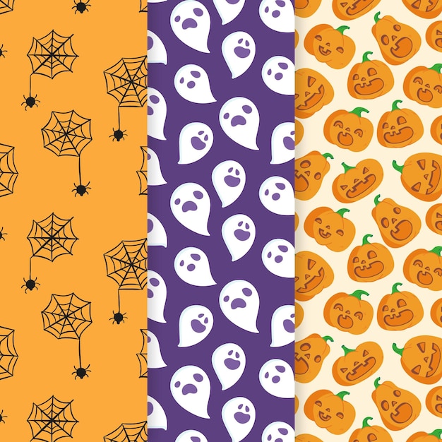 Vector hand drawn halloween patterns