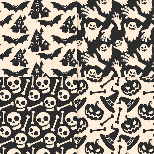 Vector hand drawn halloween patterns