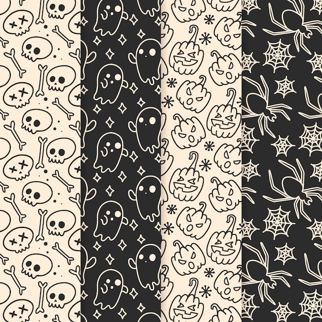 Vector hand drawn halloween patterns