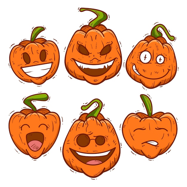 Collezione di zucca di halloween disegnata a mano