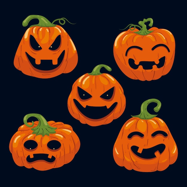 Hand drawn halloween pumpkin collection