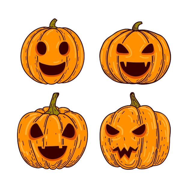 Hand drawn halloween pumpkin collection