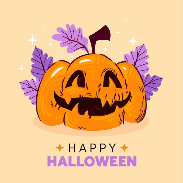 Vettore illustrazione disegnata a mano della zucca di halloween