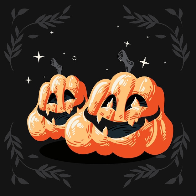 Vector hand drawn halloween pumpkin illustration