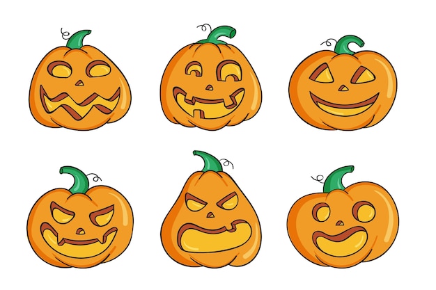 Vector hand drawn halloween pumpkin pack