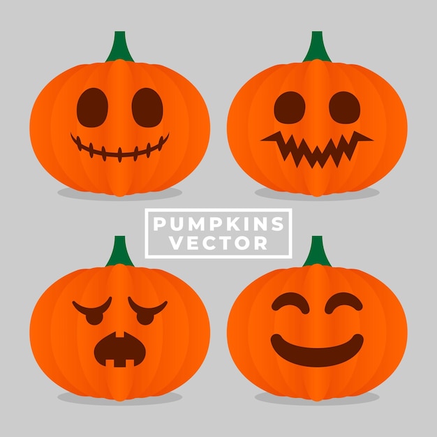 Hand drawn halloween pumpkins collection