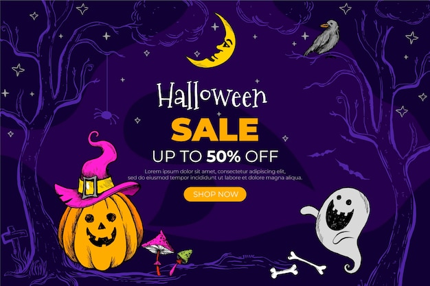 Vector hand drawn halloween sale illustration