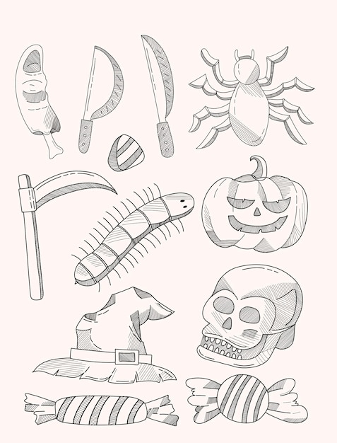 Vector hand drawn halloween stuff