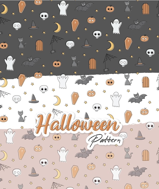 Vector hand drawn halloween vector pattern