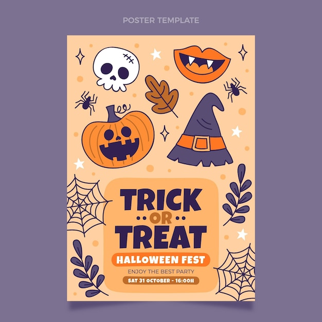 hand drawn halloween vertical poster template