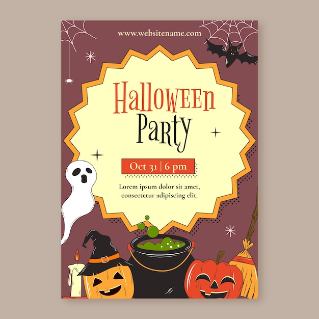 Vector hand drawn halloween vertical poster template