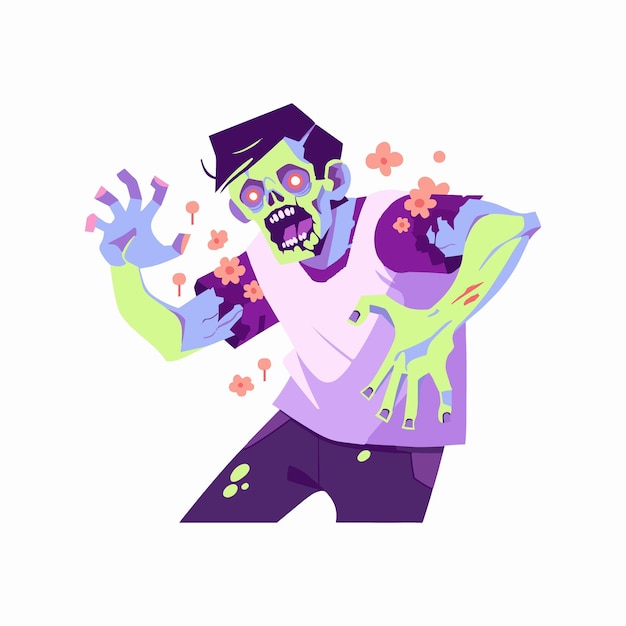 Hand Drawn halloween zombie in flat style