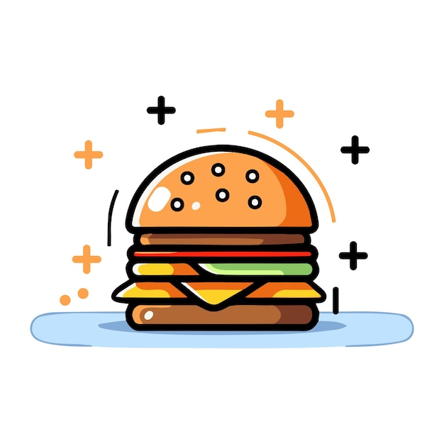 落書きスタイルで手描きのハンバーガー