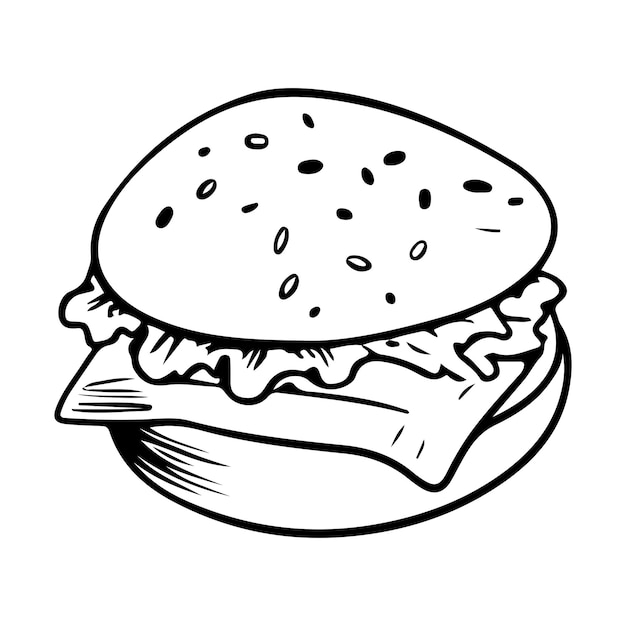 Hand Drawn hamburger in doodle style