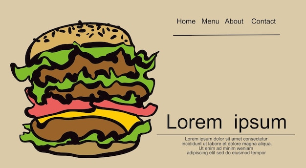 Hand drawn hamburger icon.  vector icon