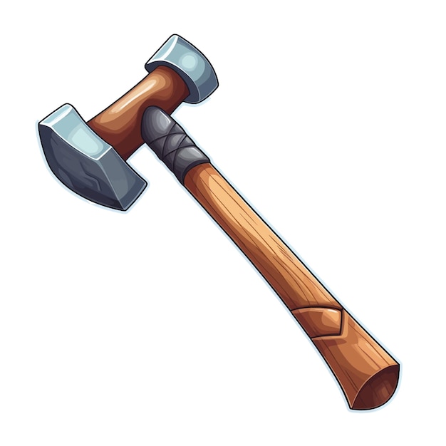 Vector hand drawn hammer cartoon vector illustration clipart white background