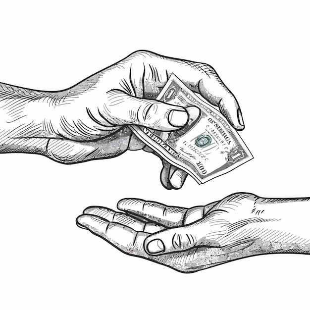 Vector hand_drawn_hand_accepting_moneyinvesting