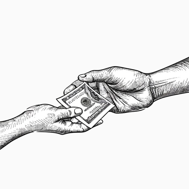 Vector hand_drawn_hand_accepting_moneyinvesting