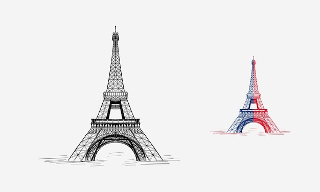 Vector hand drawn hand drawn eiffel tower paris vector illustration