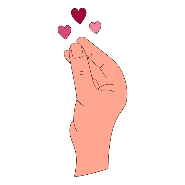 Vector hand drawn hand and hearts for valentine day design elements for posters greeting cards