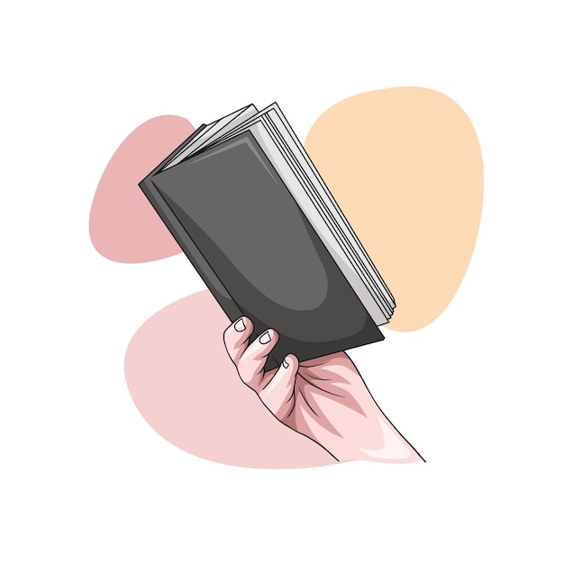 Vector hand drawn hand holding a book for world book day