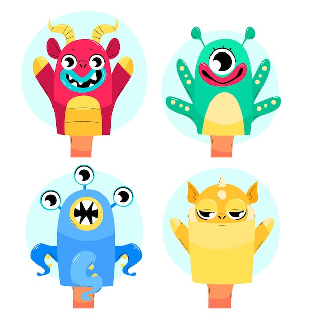 Hand drawn hand puppets pack