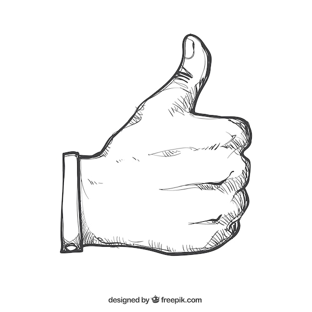 Hand-drawn hand with thumb up