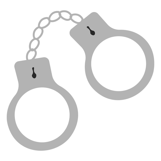 Vector hand drawn handcuffs chains for detaining offenders flat vector illustration