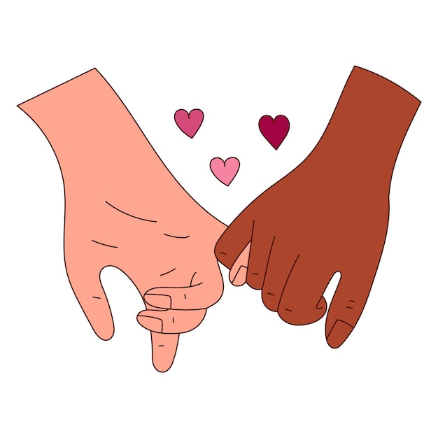 Vector hand drawn hands of lovers for valentine day design elements for posters greeting cards banners