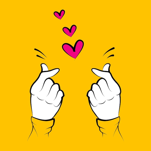 Hand drawn of hands up hands clapping Give and share your love to people Korean hands love sign vector illustration