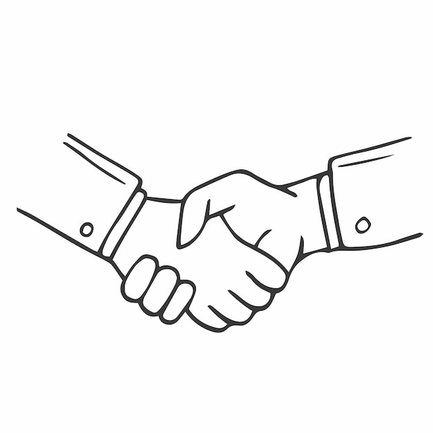 Hand drawn handshake icon sketch