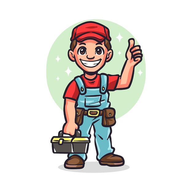 Hand drawn handyman  cartoon illustration