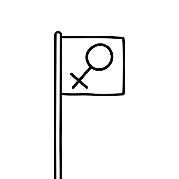 Hand-drawn hanging female flag for mobile concept and web apps design.