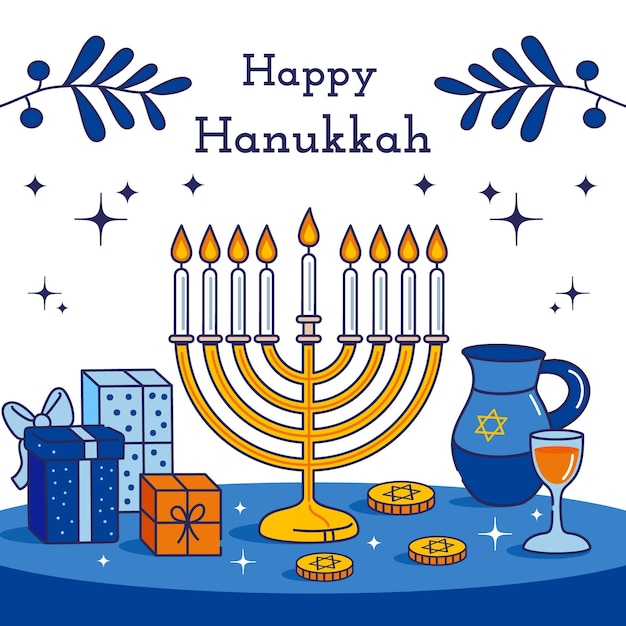 Vector hand drawn hanukkah concept