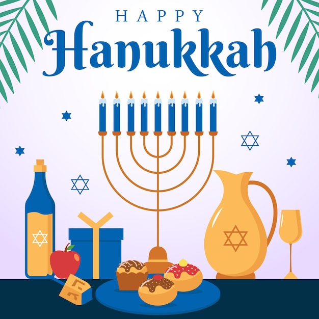 Hand Drawn Hanukkah Flat Design Background