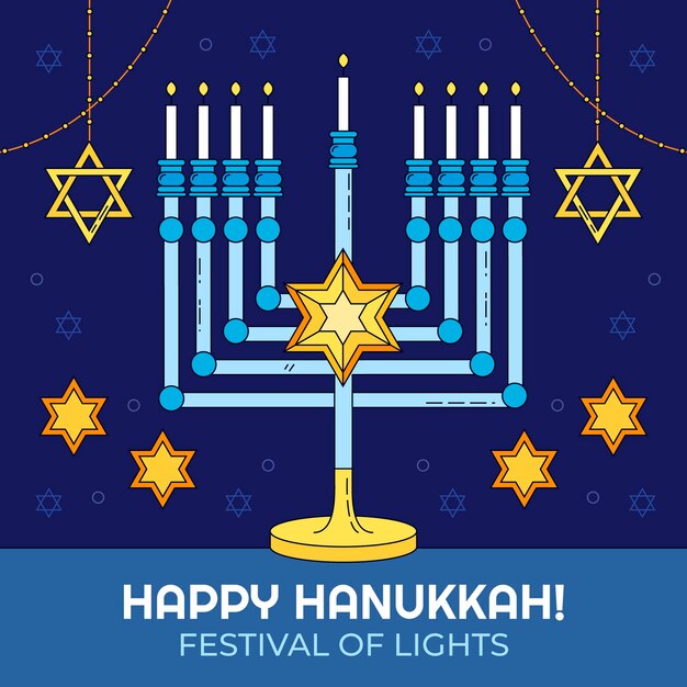 hand drawn hanukkah illustration