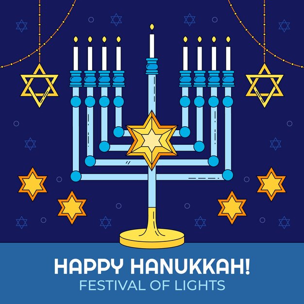 Vettore illustrazione di hanukkah disegnata a mano