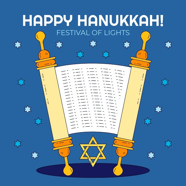 hand drawn hanukkah illustration