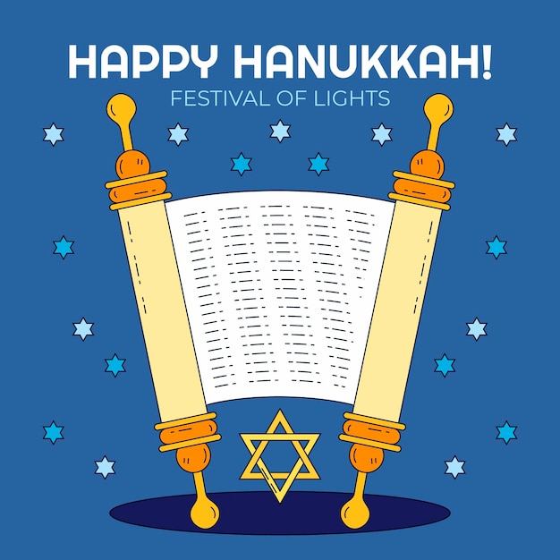 Vettore illustrazione di hanukkah disegnata a mano