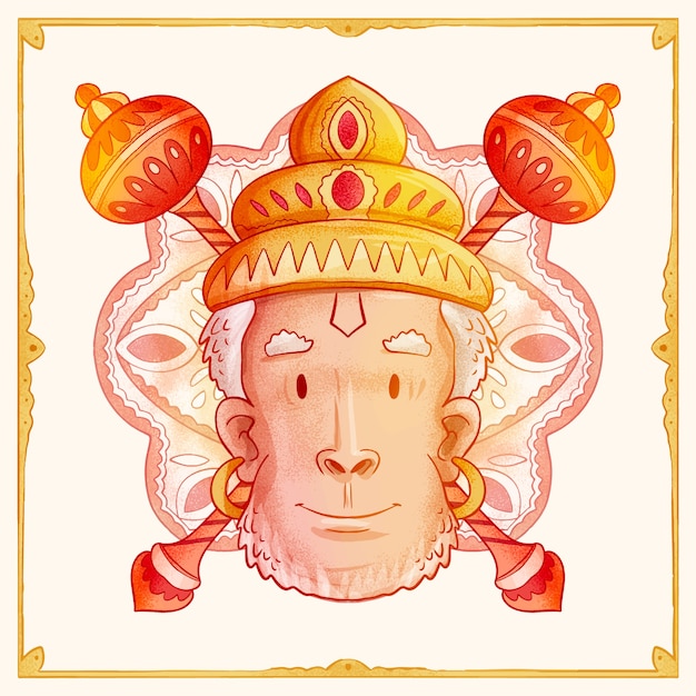 Vector hand drawn hanuman jayanti illustration