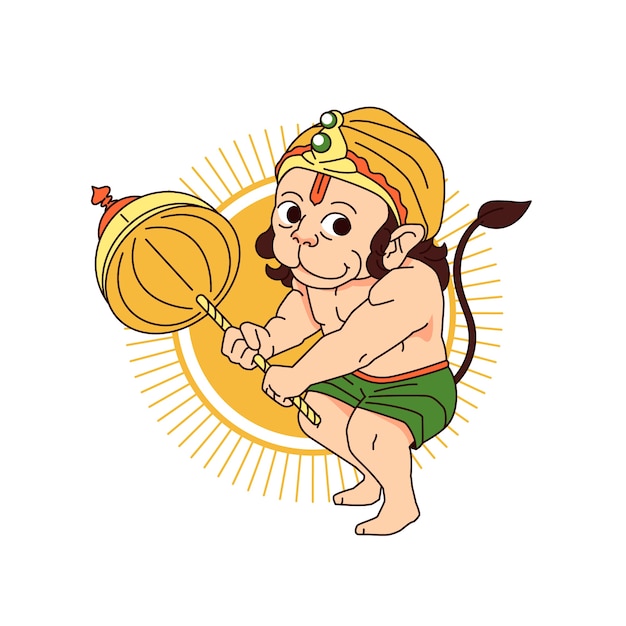 Vettore illustrazione disegnata a mano di hanuman jayanti