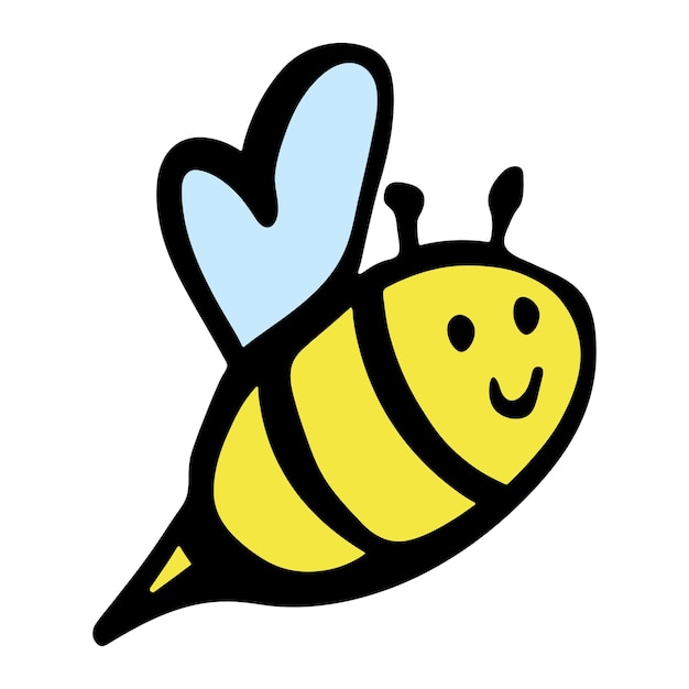 Hand drawn happy bee clipart Cute honeybee doodle For print web design decor logo