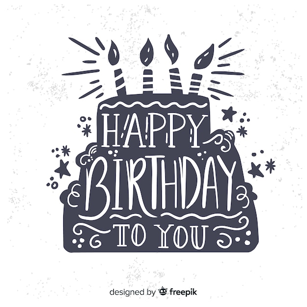 Vector hand drawn happy birthday lettering background