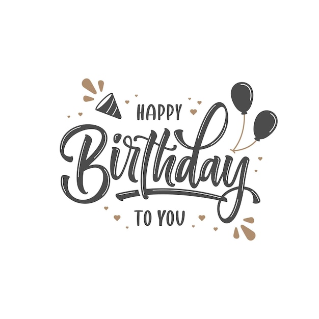 Vector hand drawn happy birthday lettering template