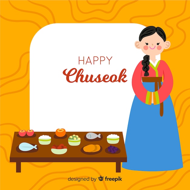 Fondo di chuseok felice disegnato a mano