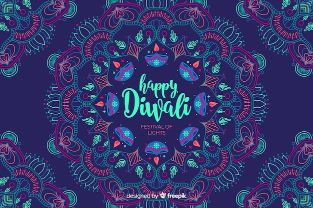 Hand drawn happy diwali background