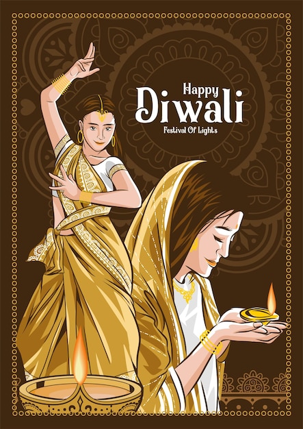 Hand drawn happy diwali concept